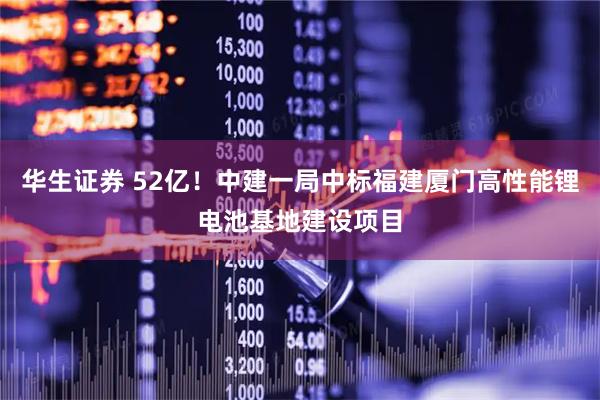 华生证券 52亿！中建一局中标福建厦门高性能锂电池基地建设项目